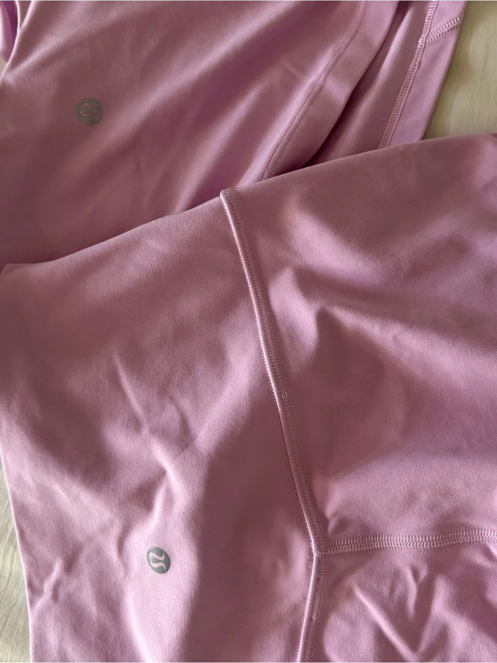 Lululemon Pink Active Crop Tank and Biker Short Set